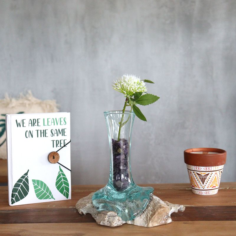 Verre sur Bois Blanchi - Vase - Petit