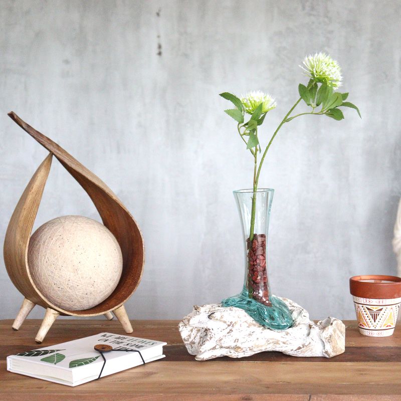 Verre sur Bois Blanchi - Vase - Petit