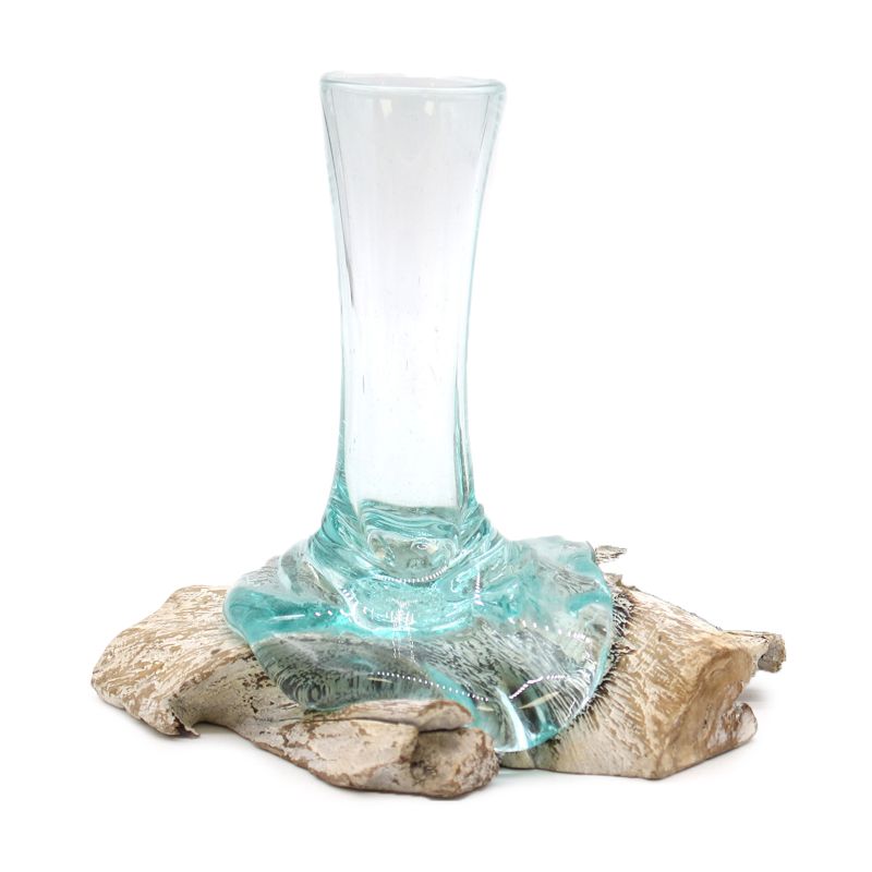 Verre sur Bois Blanchi - Vase - Petit