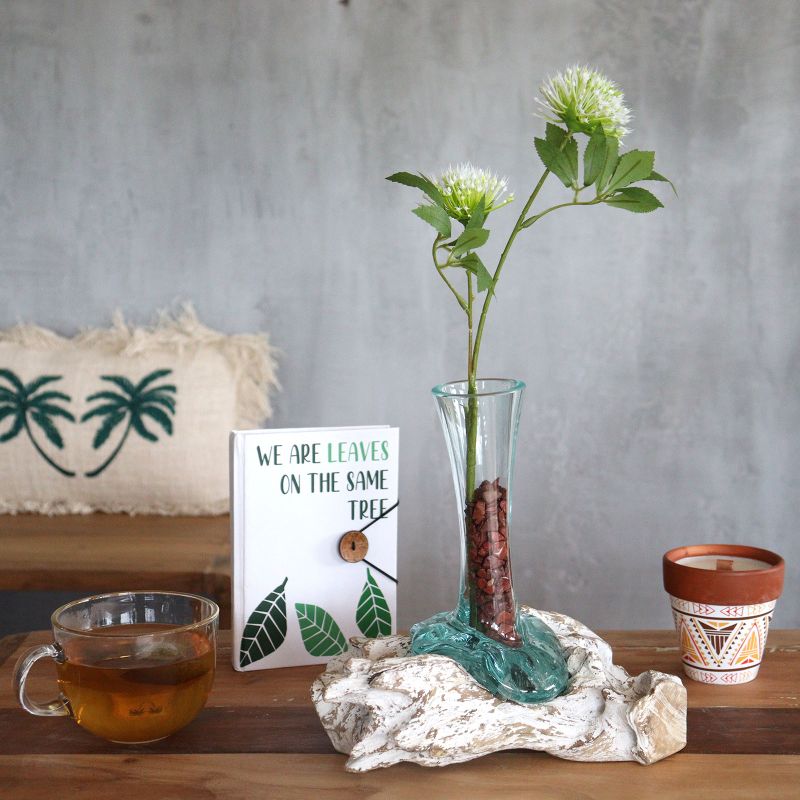 Verre sur Bois Blanchi - Vase - Moyen