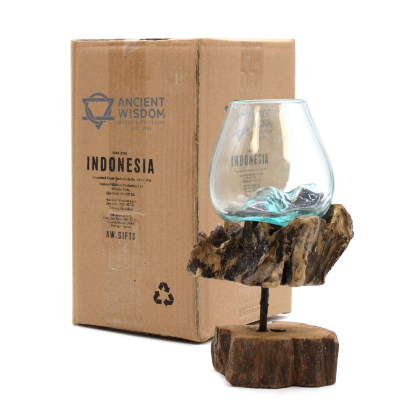 Verre sur Bois avec Support - Bol Moyen
