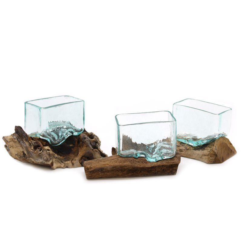 Verre sur Bois avec Support - Petit Bol