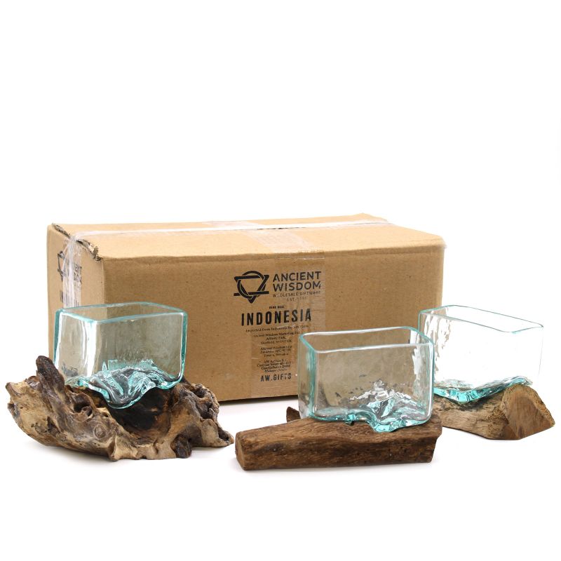 Verre sur Bois avec Support - Petit Bol