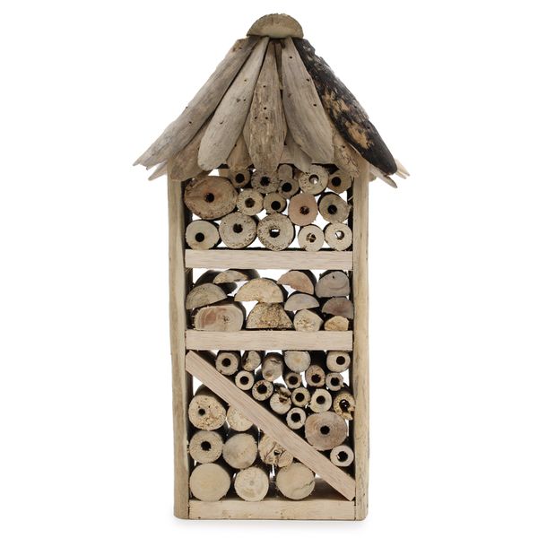 Boîte en hauteur pour abeilles et insectes en bois flotté