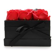Bouquet Cadeau Fleur de Savon - 9 Roses Rouges - Carré