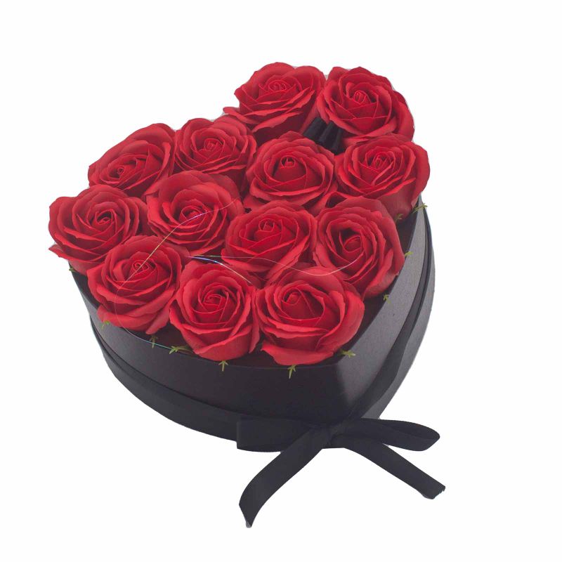 Bouquet Cadeau Fleur de Savon - 13 Roses Rouges - Coeur