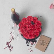 Bouquet Cadeau Fleur de Savon - 14 Roses Rouges - Rond