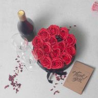 Bouquet Cadeau Fleur de Savon - 14 Roses Rouges - Rond