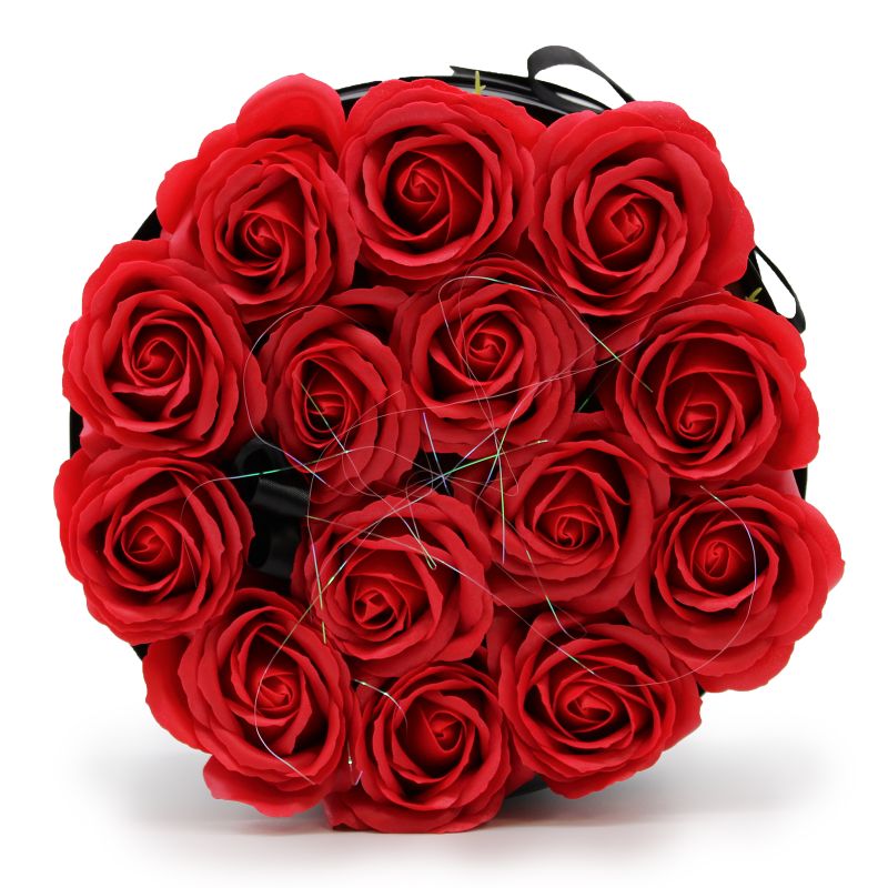 Bouquet Cadeau Fleur de Savon - 14 Roses Rouges - Rond