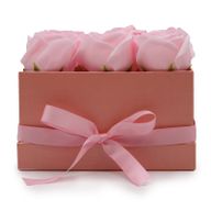 Bouquet Cadeau Fleur de Savon - 9 Roses Roses - Carré
