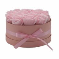 Bouquet Cadeau Fleur de Savon - 14 Roses Roses - Rond