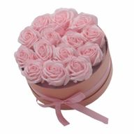Bouquet Cadeau Fleur de Savon - 14 Roses Roses - Rond