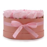 Bouquet Cadeau Fleur de Savon - 14 Roses Roses - Rond