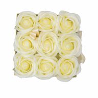 Bouquet Cadeau Fleur de Savon - 9 Roses Crème - Carré