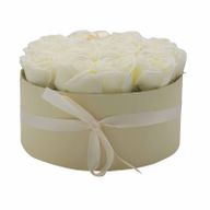 Bouquet Cadeau Fleur de Savon - 14 Roses Crème - Rond