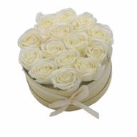 Bouquet Cadeau Fleur de Savon - 14 Roses Crème - Rond