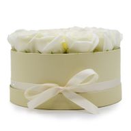 Bouquet Cadeau Fleur de Savon - 14 Roses Crème - Rond
