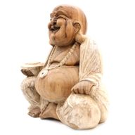 Statue de Bouddha Sculptée à la Main - 40cm Happy - Peinture à la chaux