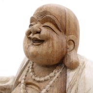 Statue de Bouddha Sculptée à la Main - 50cm Happy - Peinture à la chaux