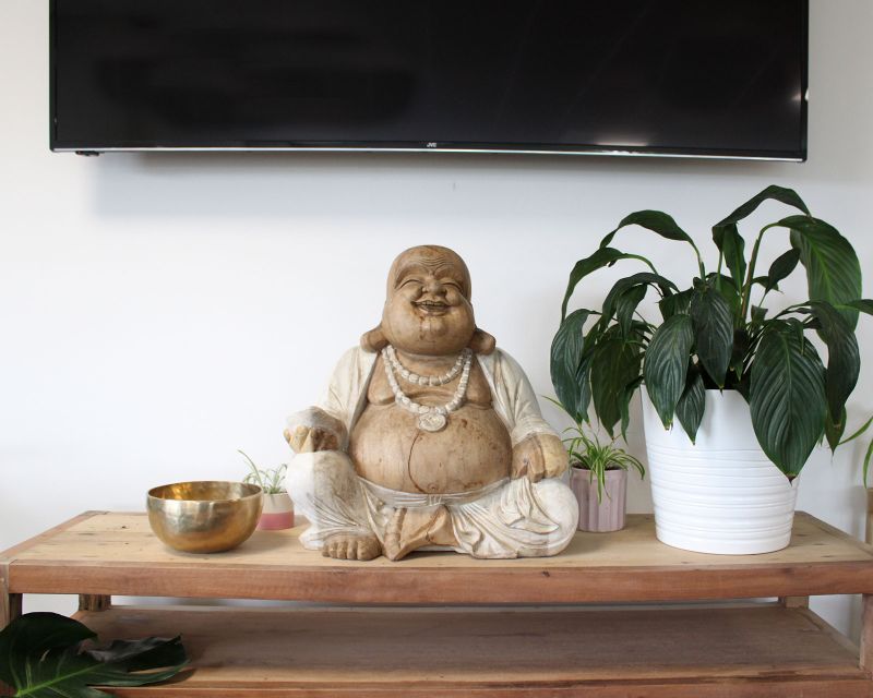 Statue de Bouddha Sculptée à la Main - 50cm Happy - Peinture à la chaux