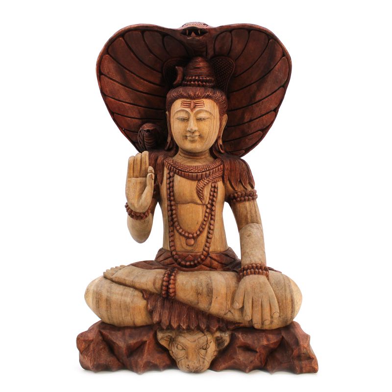 Statue de Bouddha Sculptée à la Main - Shiva avec Cobra - 50cm