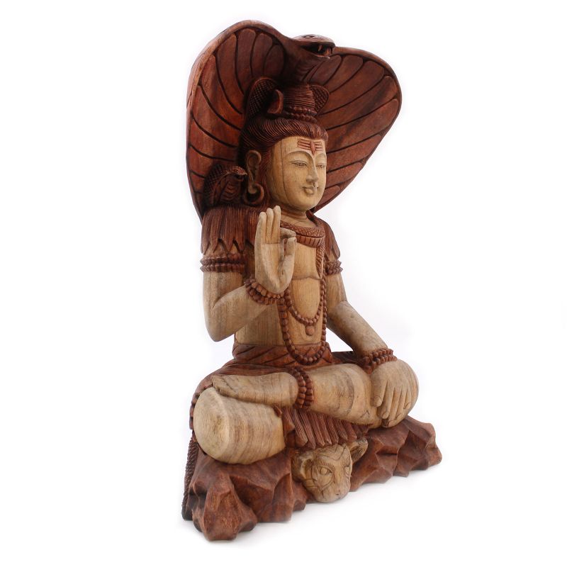 Statue de Bouddha Sculptée à la Main - Shiva avec Cobra - 50cm