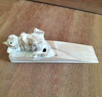 Arrêt de porte sculpté à la main - Chaton