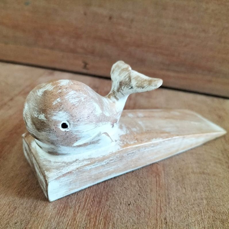 Arrêt de porte sculpté à la main - Baleine