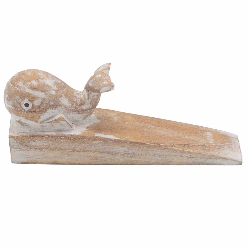 Arrêt de porte sculpté à la main - Baleine