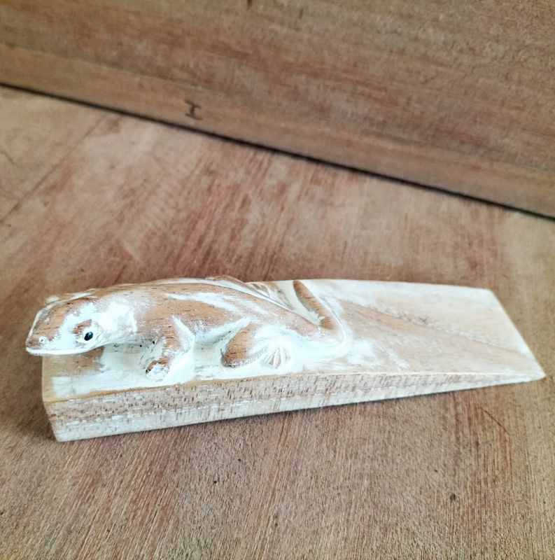Arrêt de porte sculpté à la main - Lézard