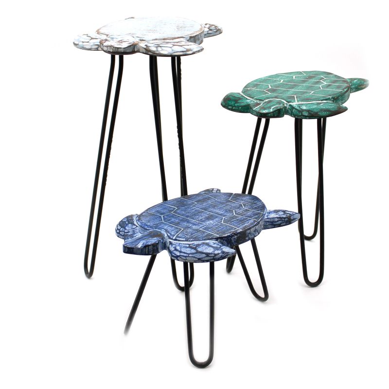 Ensemble de 3 Supports pour Plantes en Bois Albasia - Tortues