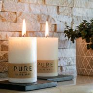 Bougies Pot Pure Cire d'Olive 90x60 - Blanc