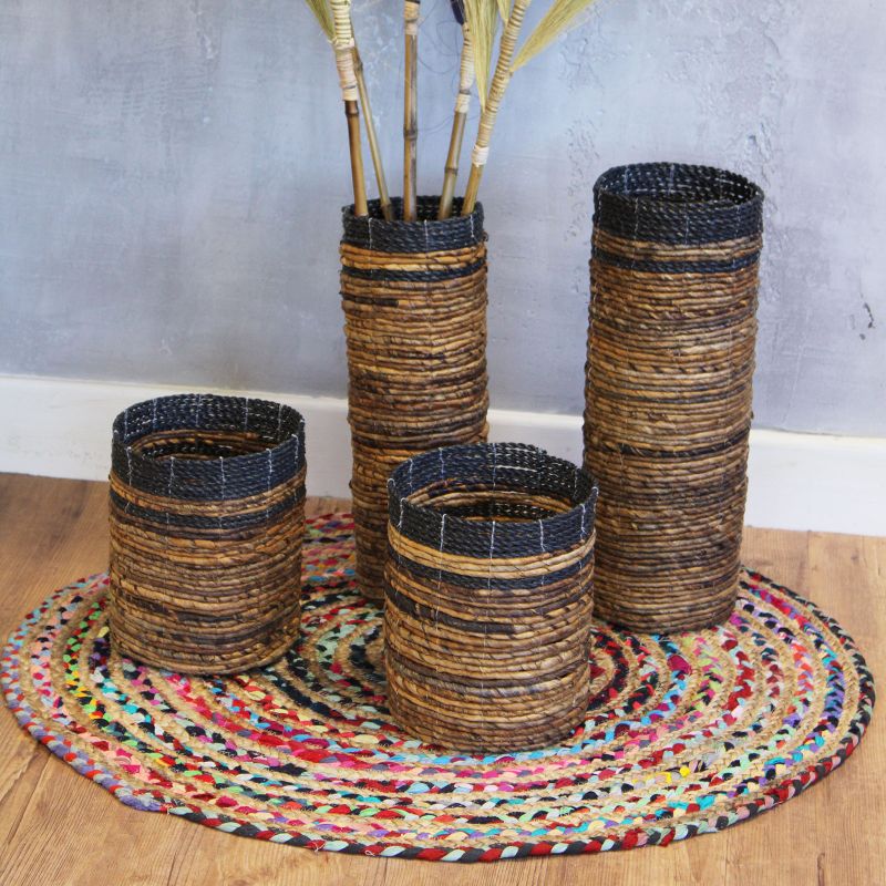 Ensemble en feuille de bananier - 2 vases et 2 bacs