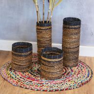 Ensemble en feuille de bananier - 2 vases et 2 bacs
