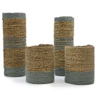 Ensemble Jonc de Mer & Raphia Abu-Abu - 2 Vases & 2 Bacs