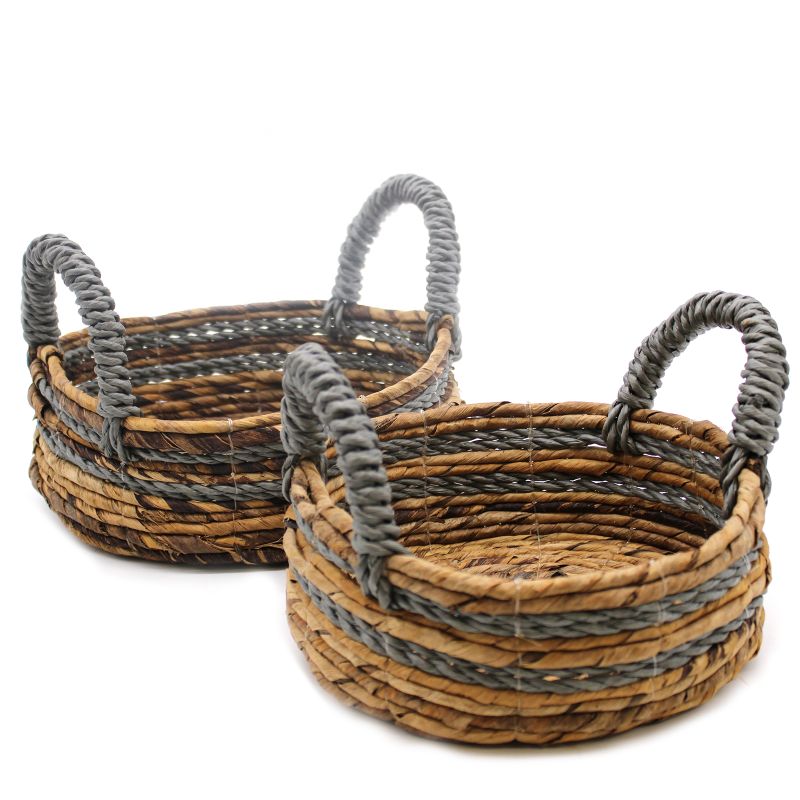Panier en Feuille de bananier et panier raphia Abu-abu - Lot de 2