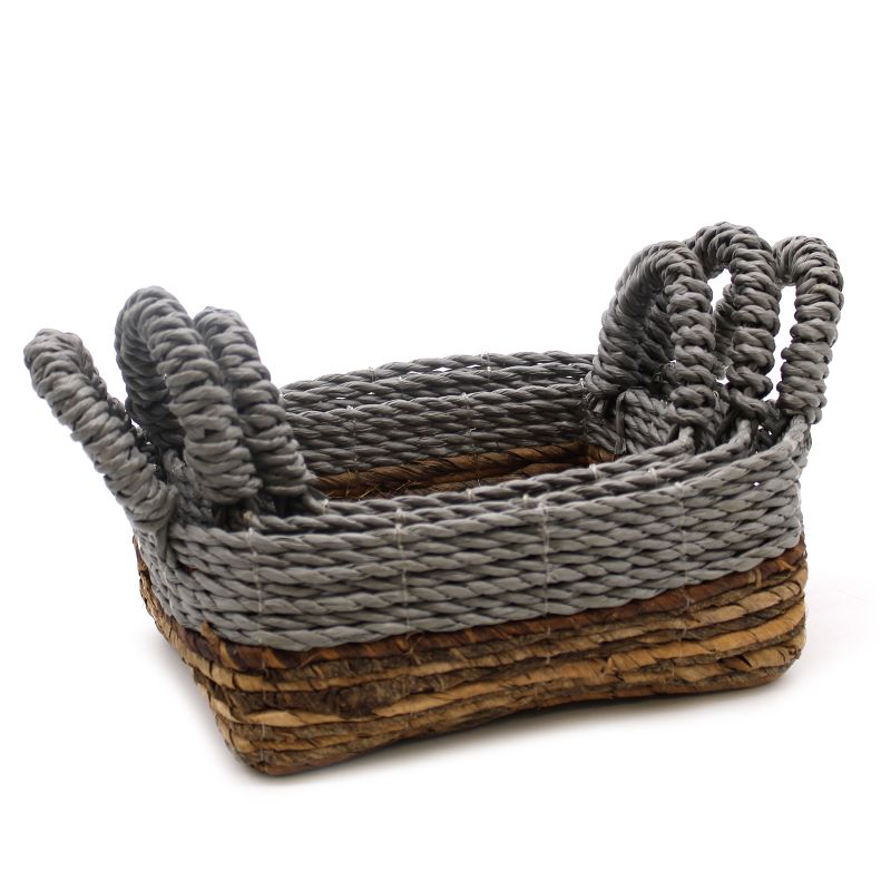 Panier carré en feuille de bananier et raphia Abu-Abu - Ensemble de 3