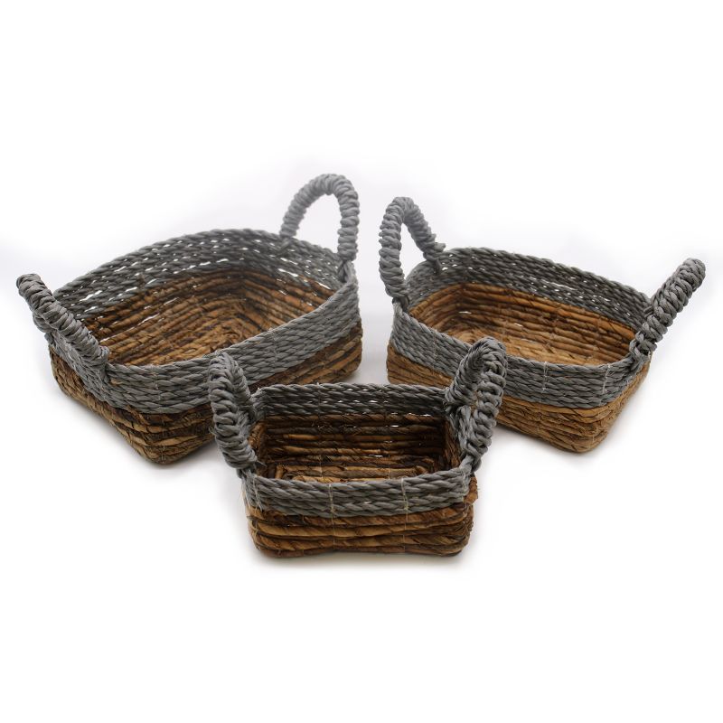 Panier carré en feuille de bananier et raphia Abu-Abu - Ensemble de 3