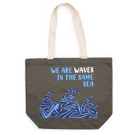 Sac en coton imprimé - We are Waves - Gris, Bleu et Naturel