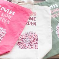 Sac en coton imprimé - We are Flowers - Olive, Rose et Naturel
