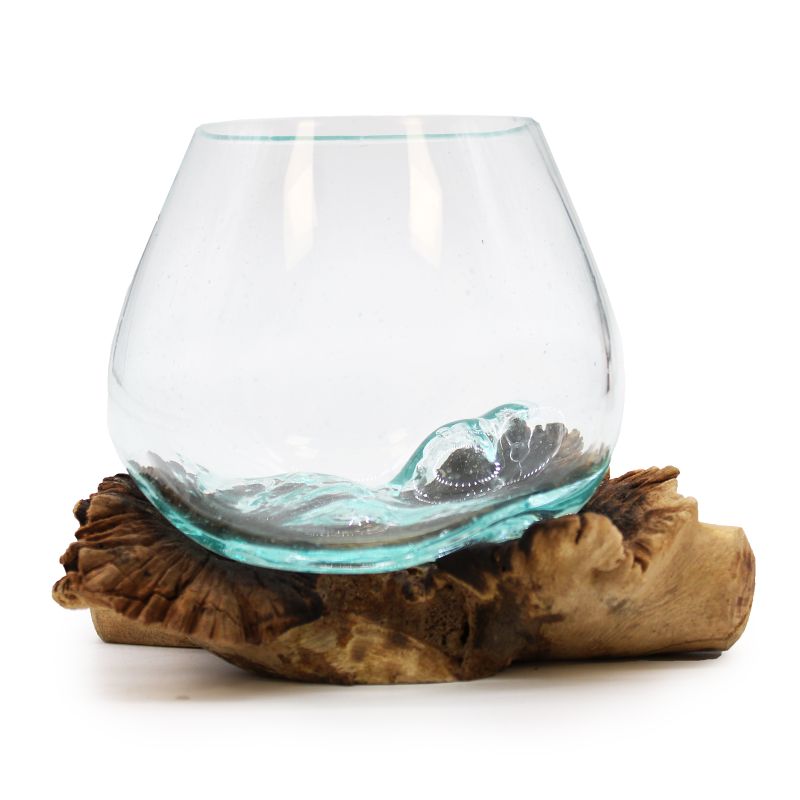 Verre  Moulé sur bois parasite rare