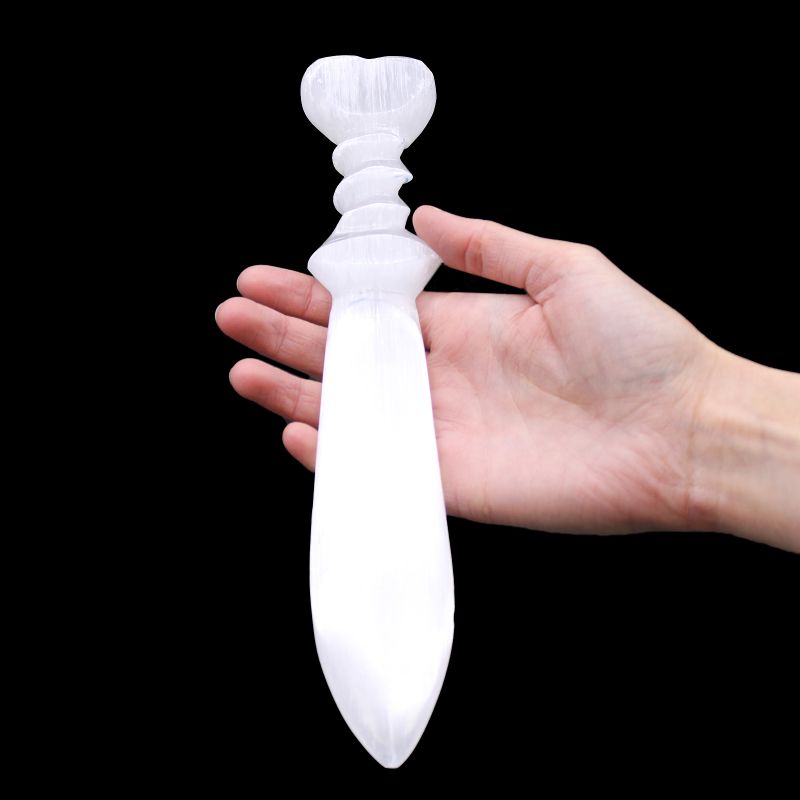 Couteau Rituel Sélénite Lrg - Spirale (25cm)
