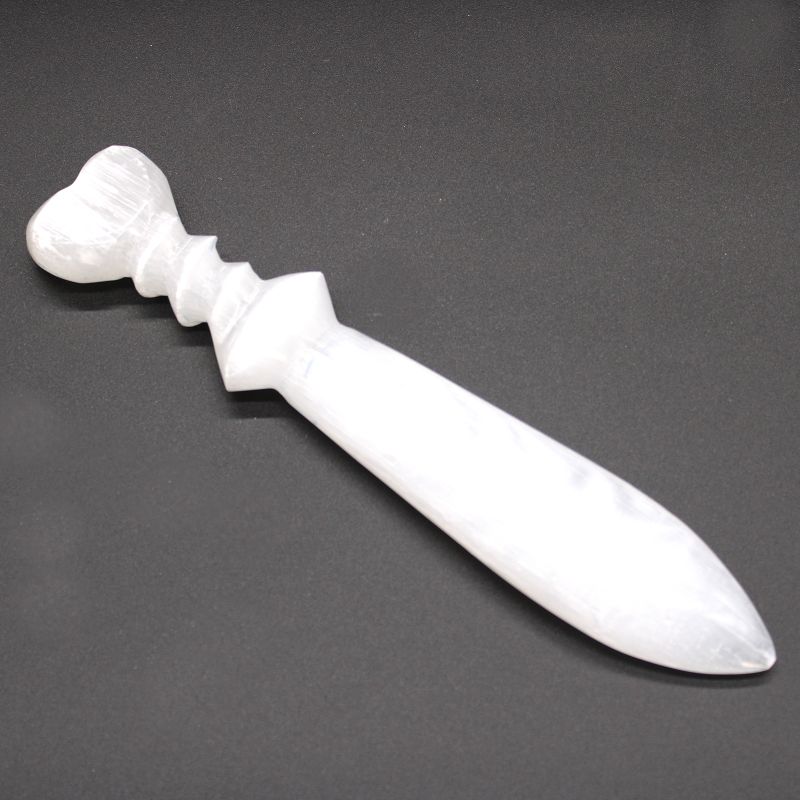 Couteau Rituel Sélénite Lrg - Spirale (25cm)