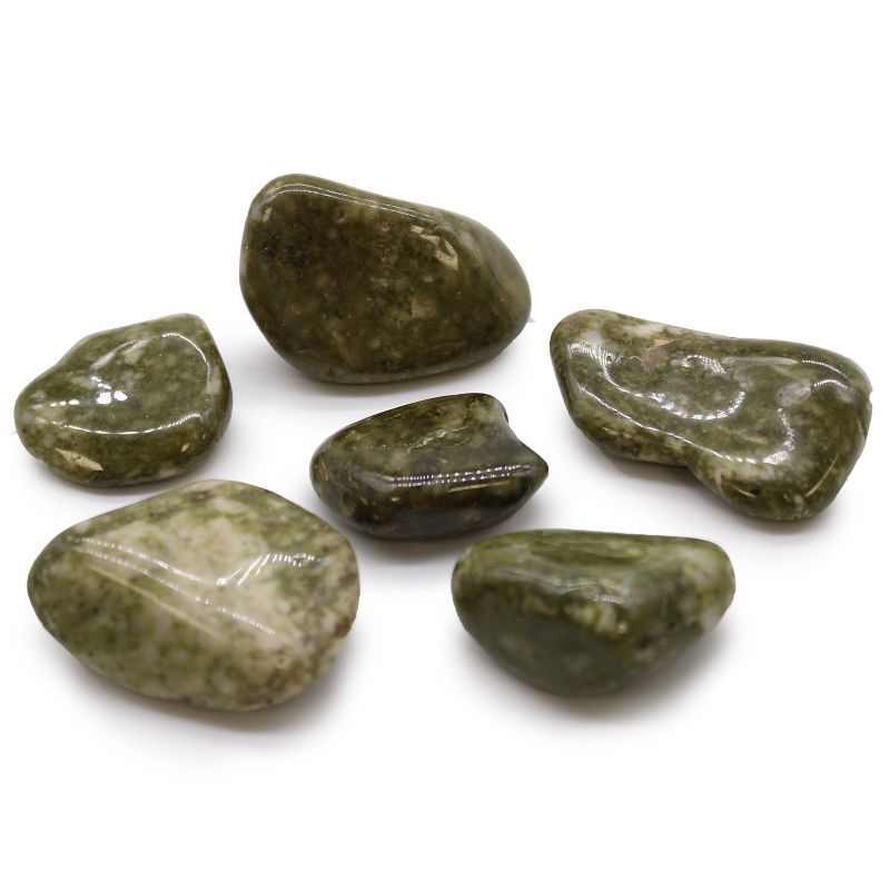 Grandes Pierres Roulées Africaines - Flocon de Neige Epidote