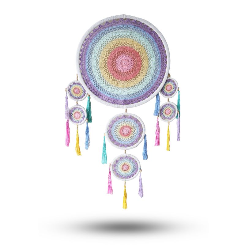 Grand attrape-rêves (55cm) - Arc-en-ciel pastel