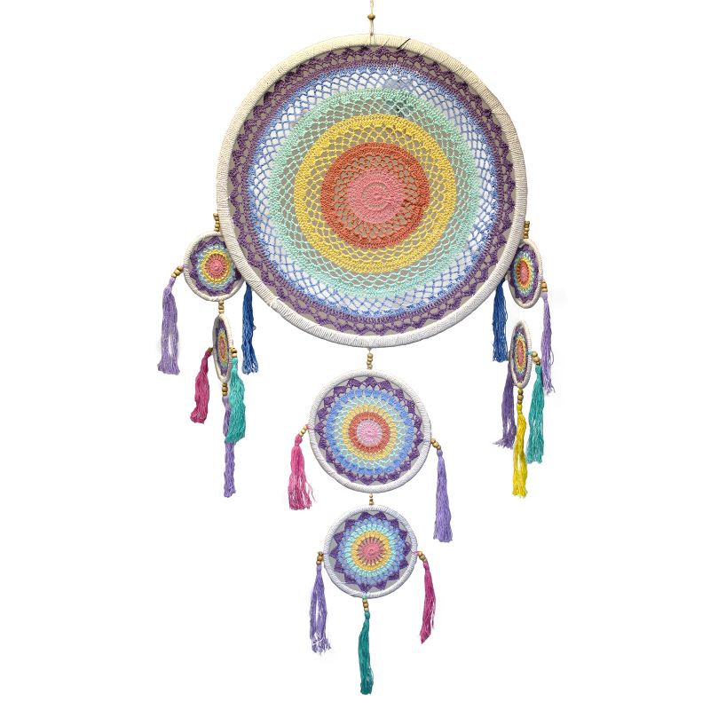 Grand attrape-rêves (55cm) - Arc-en-ciel pastel