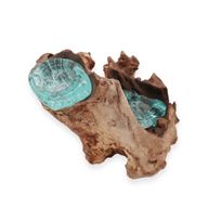 Bougeoir Double en Verre Fondu sur Bois
