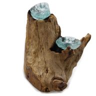 Bougeoir Double en Verre Fondu sur Bois