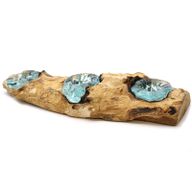 Bougeoir Triple Plat en Verre Fondu sur Bois