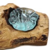 Bougeoir Triple Plat en Verre Fondu sur Bois